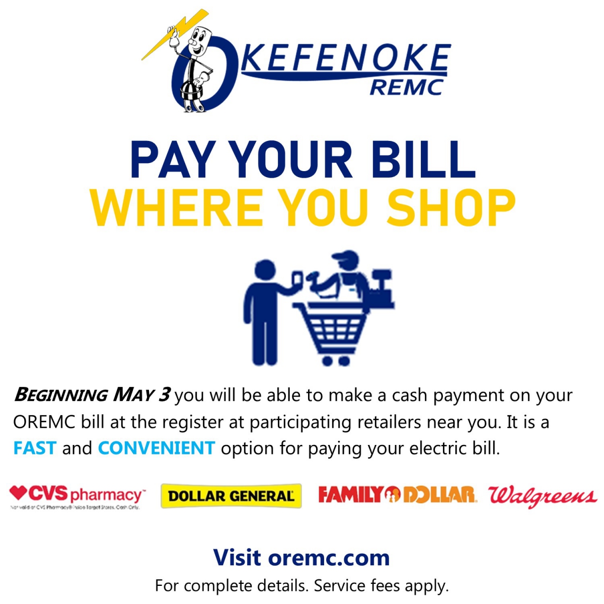 New “Pay Where You Shop” Bill Payment Option