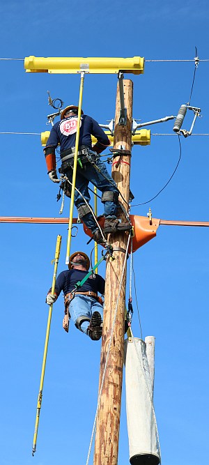 Lineworkers on pole